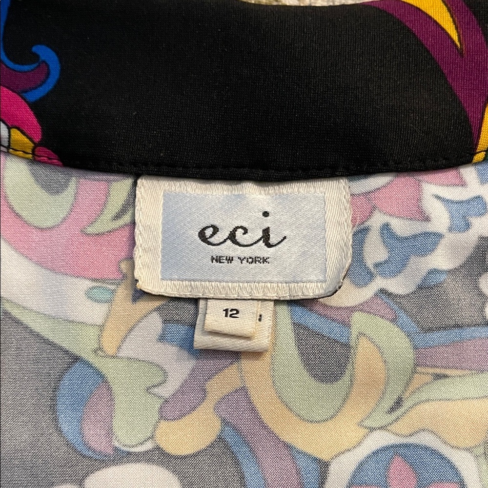 ECI New York Black Dress with Colorful Floral Patterns and beading! - Picture 5 of 6